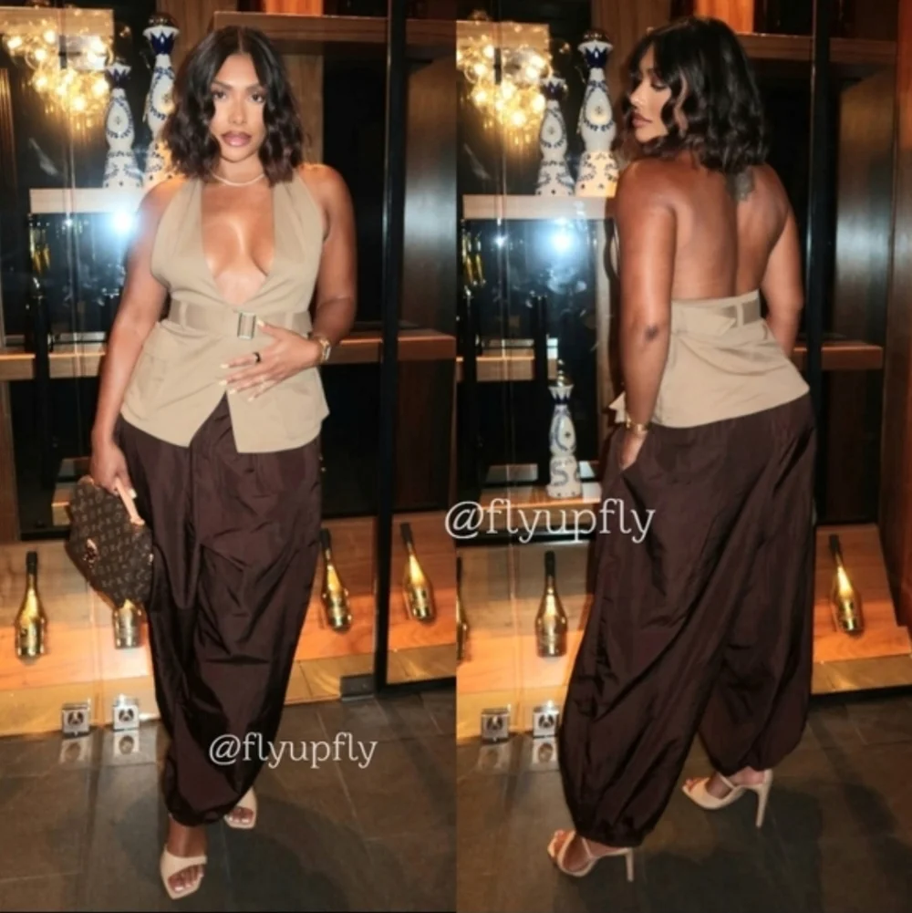 Zara Balloon Pants Brown Nylon Size XS M